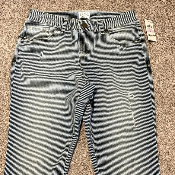 NWT S&CO. Macy’s Pin Striped Skinny Low Rise Denim Jeans 6 - Picture 2 of 16